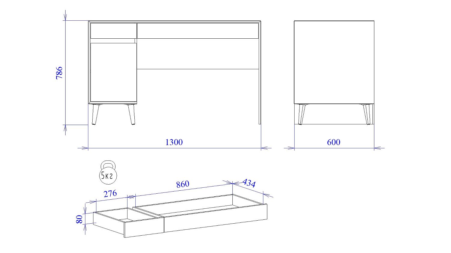 Стол письменный , Аврора (1300*603*786) Дуб Мария/Кашемир, 32111