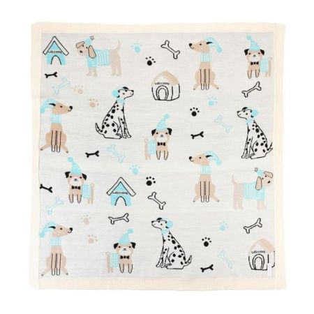 Плед вязаный "Крошка Я" Happy dogs (90*90) Бежевый, 6243604