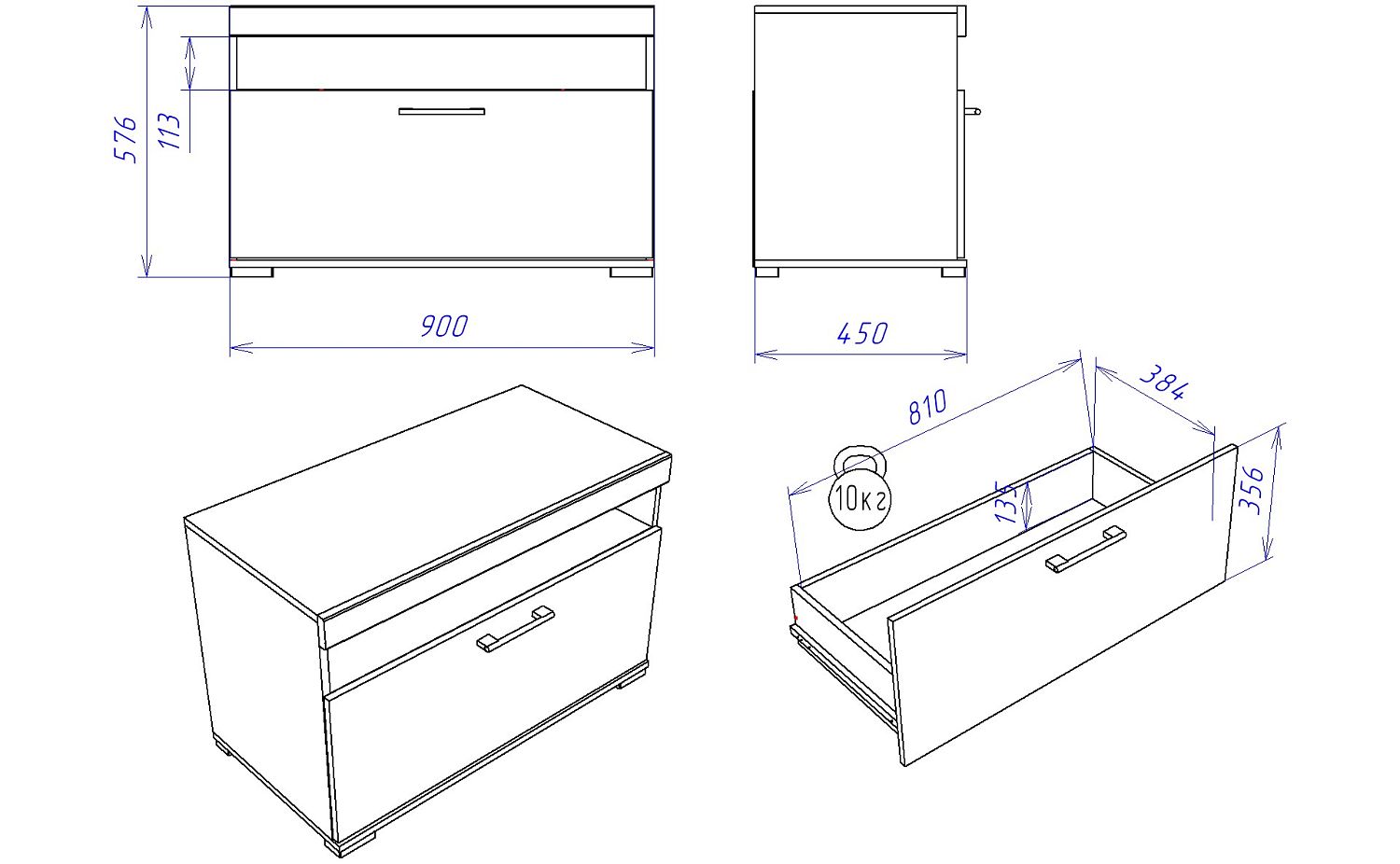 Тумба Д-5 малая под ТВ, Денвер (900*450*576) Риббек серый, 31308