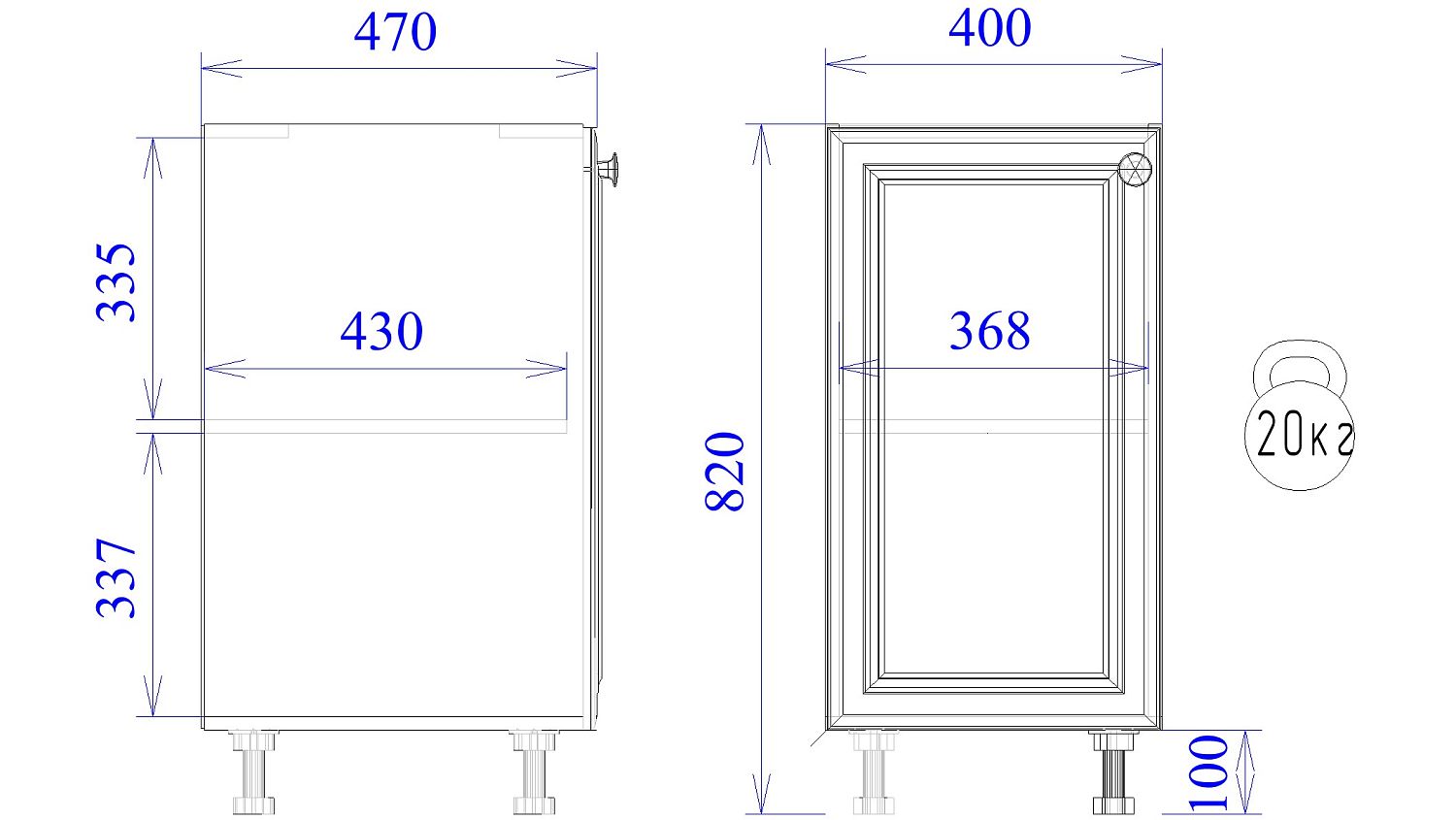 Стол С-40, Бьянка (400*470*820) Белый, 21106