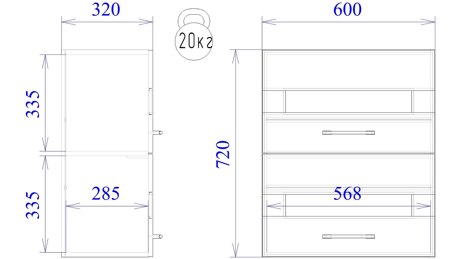 Шкаф Ш-60г, Дублин (600*320*720) Дуб галифакс белый, 21647