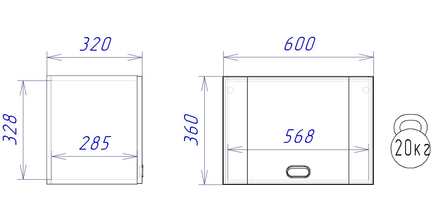 Шкаф под вытяжку ШВ-60, Сити (600*320*360) Дуб Галифакс натуральный, 20840