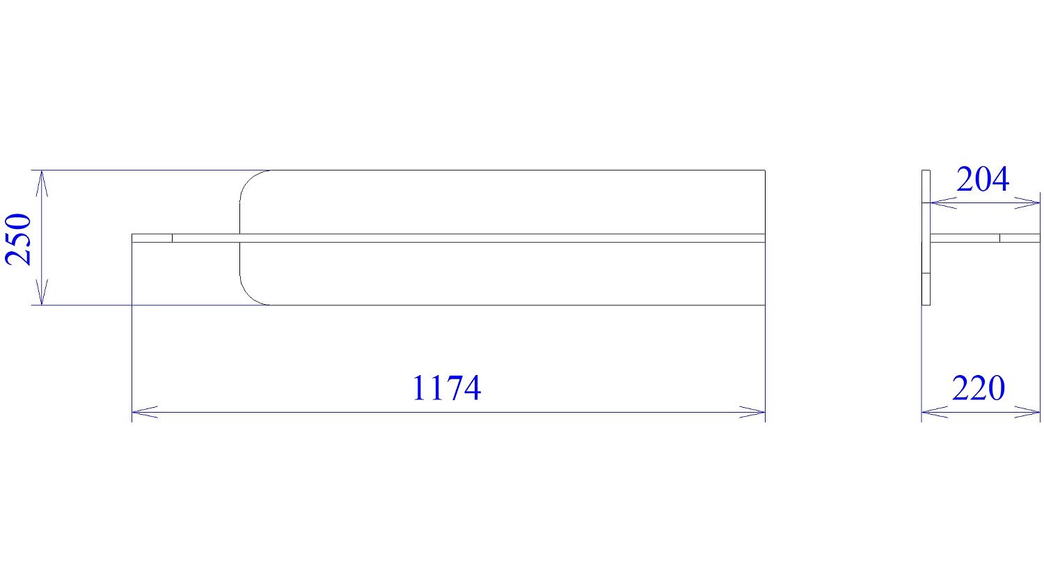 Полка навесная, Лацио (1174*220*250) Серый камень, 30506
