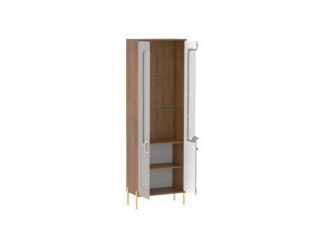 Пенал со стеклом, Палермо (655*360*2000) Дуб Каселла коричневый/Экокожа Мокко, 32301