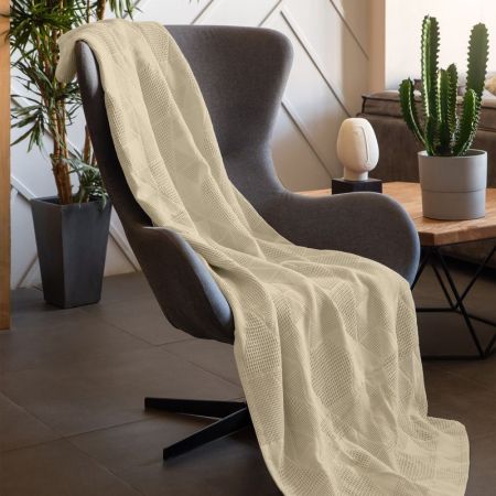 Плед VR  ЖАК26 льняной (150*190) Ваниль, 734329