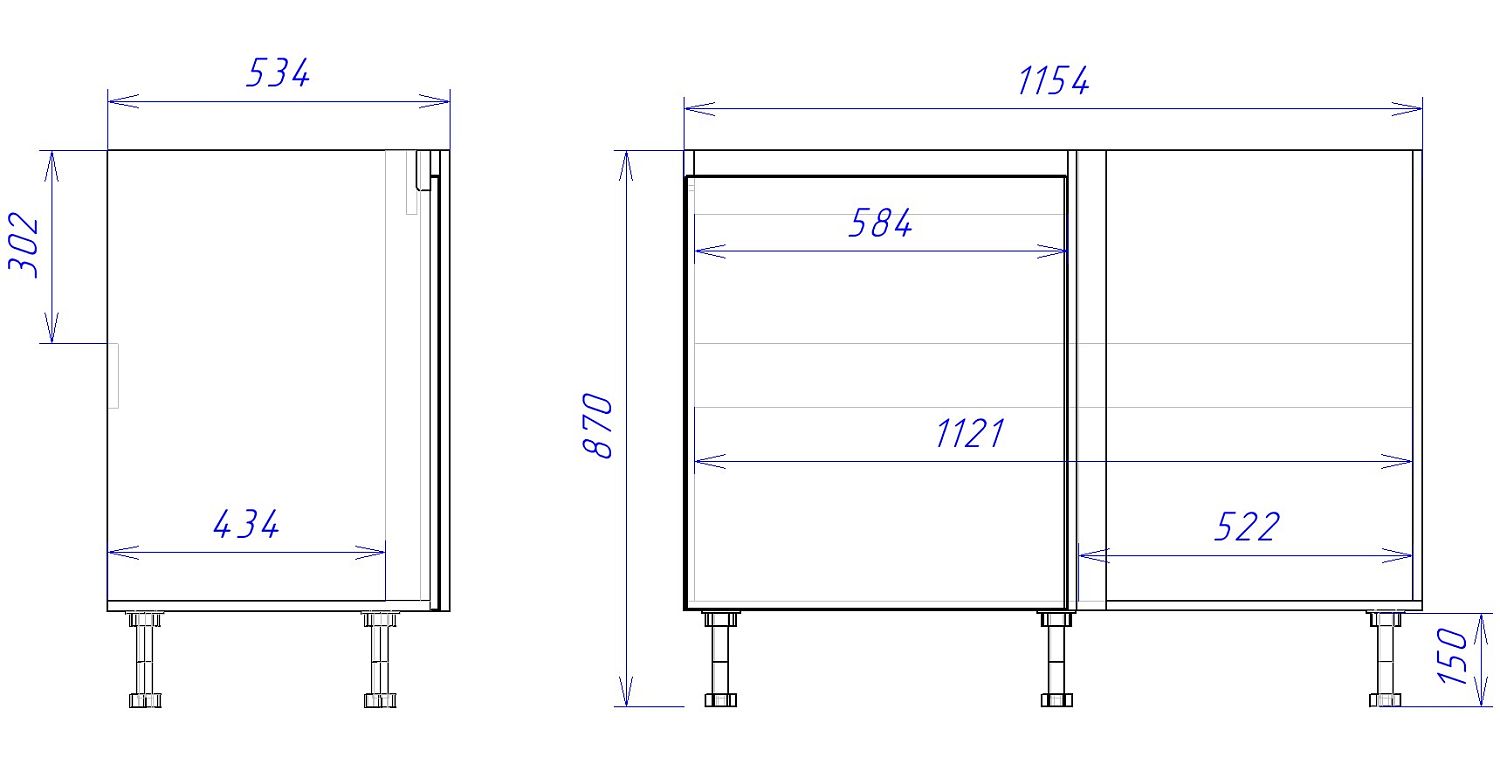 Стол под мойку угловой СМУ-120 левый, Женева (1154*534*870) Дуб Палермо/Серый камень , 22031