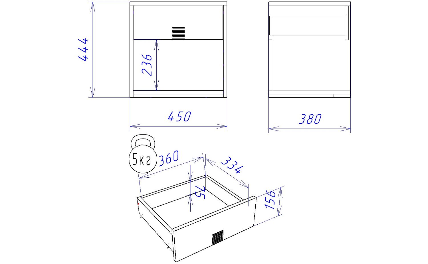 Тумба 450 ПМ-7 низкая, Мале (450*384*444) Дуб галифакс белый, 50506