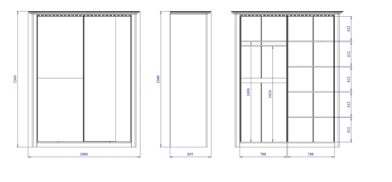 Шкаф-купе 2-х дверный, Клер (1886*695*2300) Сосна Андерсен, 11913