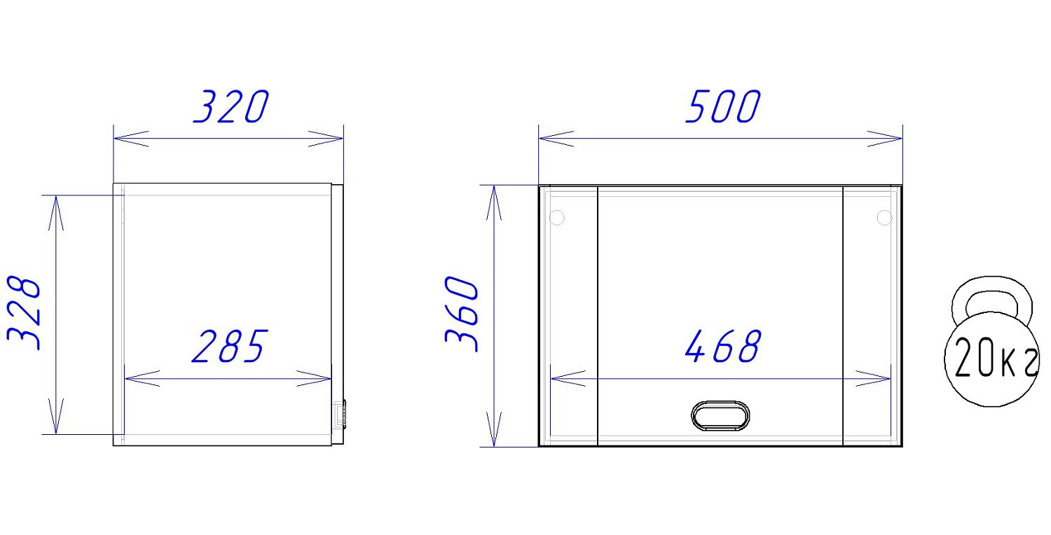 Шкаф под вытяжку ШВ-50, Сити (500*320*360) Дуб Галифакс натуральный, 20839