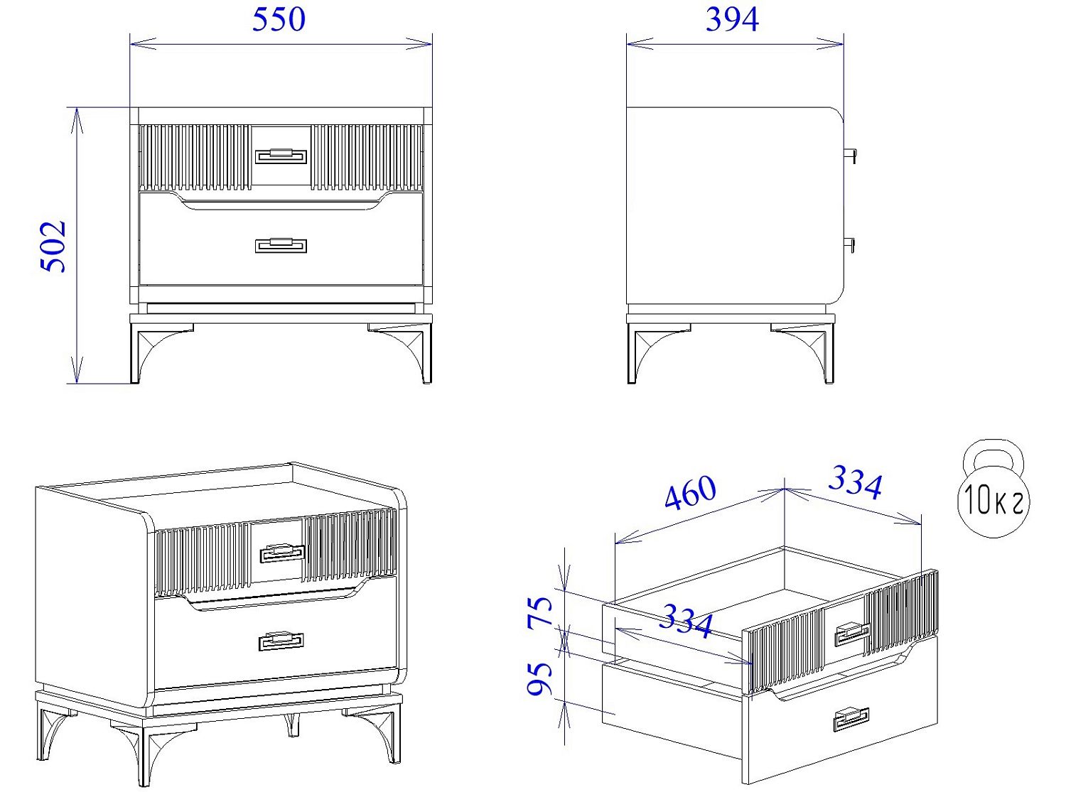 Тумба прикроватная, Сиде (550*394*502) Мокко, 12609