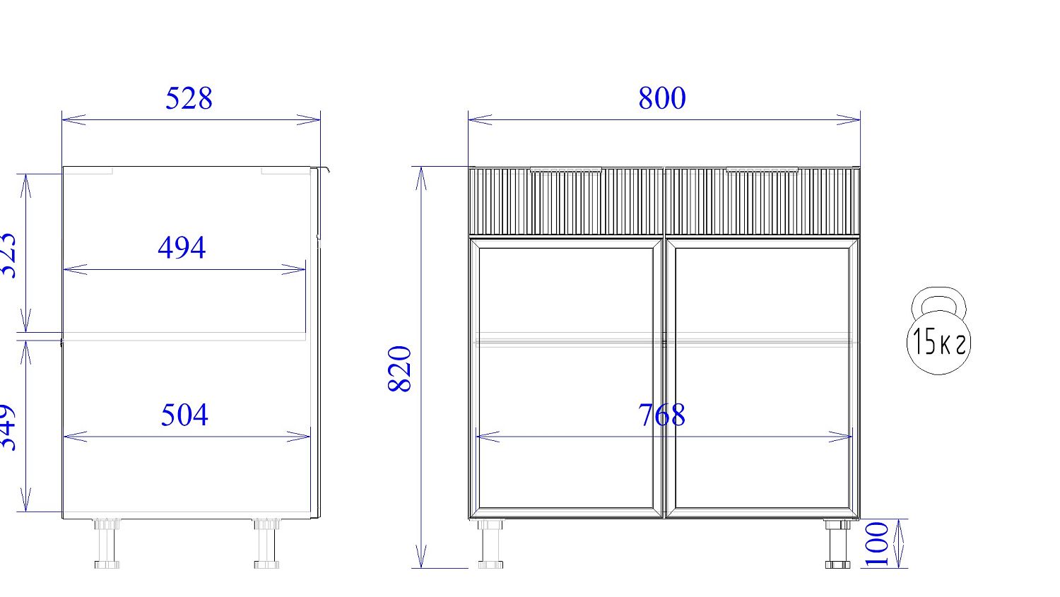 Стол 2-х дверный С-80, Берта (800*528*820) Светлый Мокко, 22916
