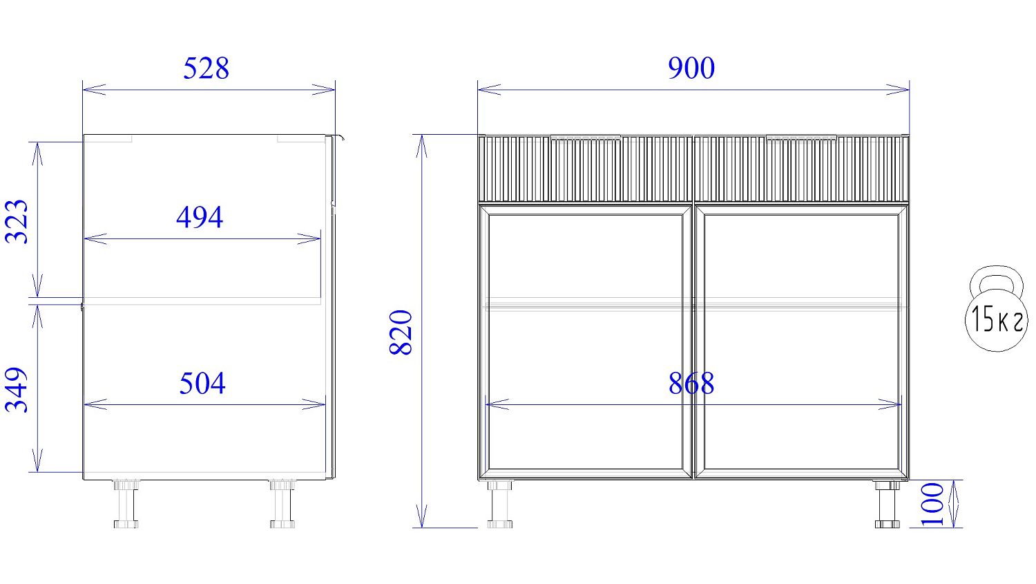 Стол 2-х дверный С-90, Берта (900*528*820) Светлый Мокко, 22917