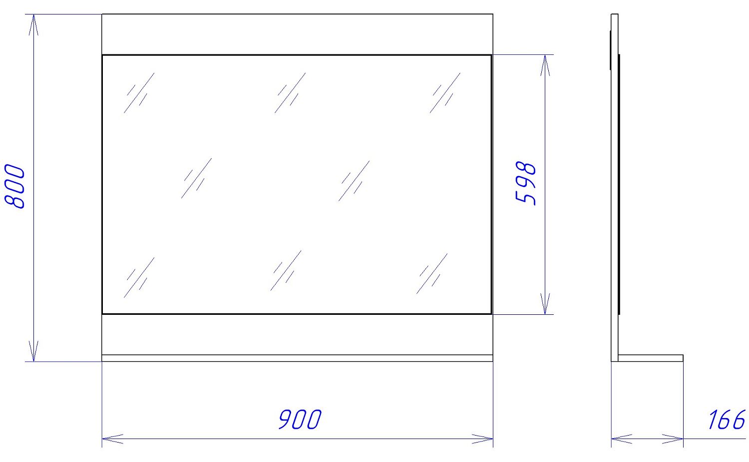 Зеркало 900 ПМ-8, Мале (900*166*800) Дуб галифакс белый, 50507