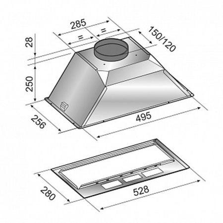 Вытяжка ZIGMUND & SHTAIN K 376.51 S  (528*280*278) Сатин, 2129057