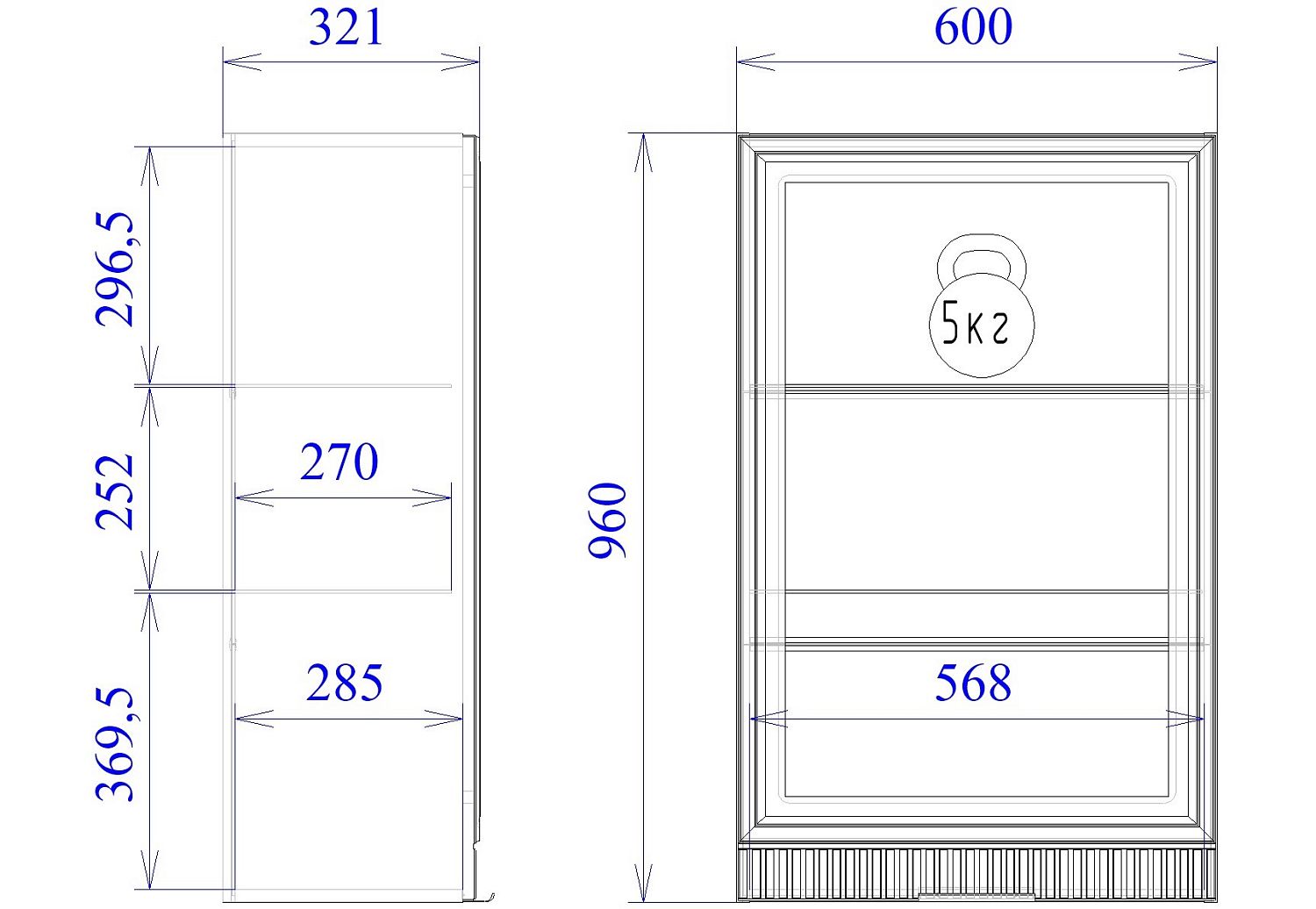 Шкаф 960 ШСТ-60, Берта (600*321*960) Светлый Мокко, 22962