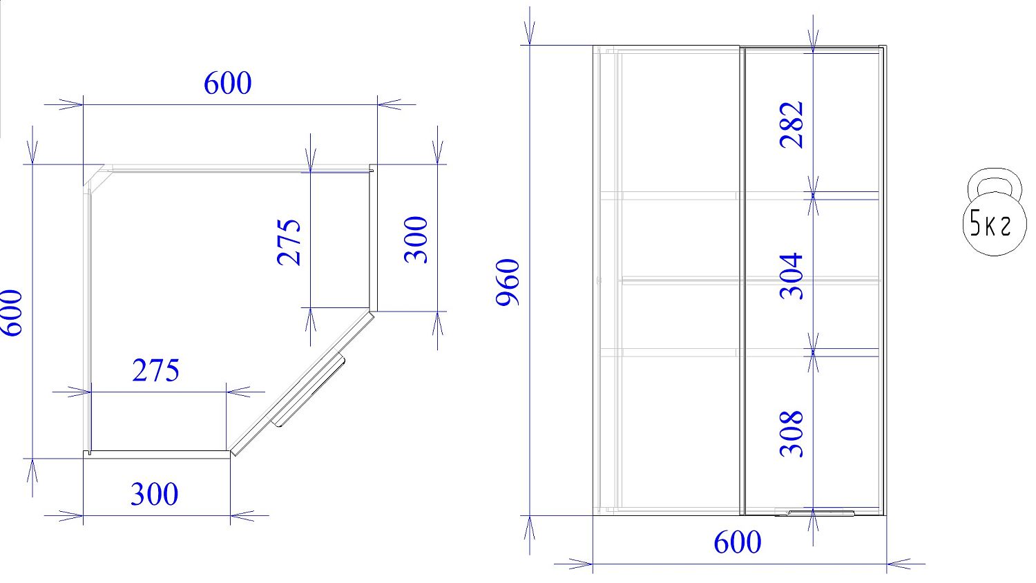 Шкаф 960 ШУ-60, Ватель (600*600*960) Дуб рейка шоколад, 23365