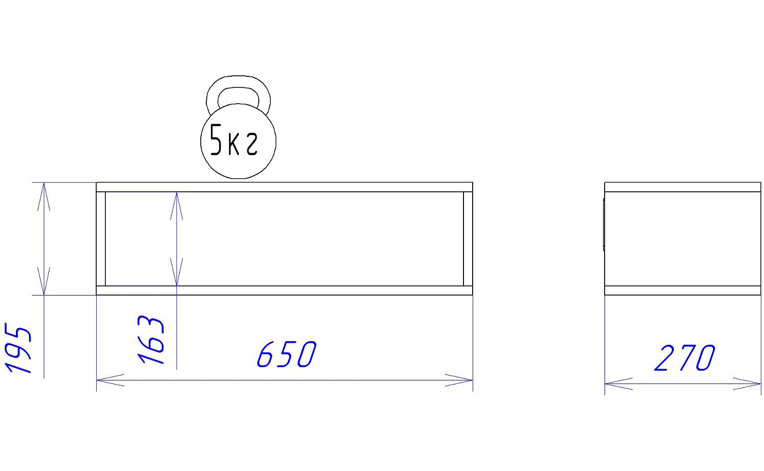 Полка-ниша Д-8, Денвер (650*270*195) Камень темный, 31311