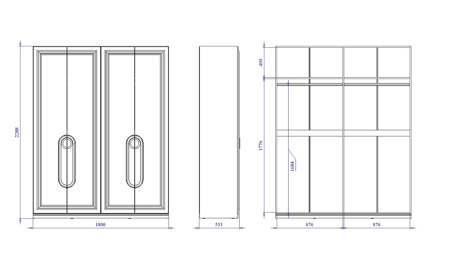 Шкаф 4-дверный, Палермо (1800*533*2288) Дуб Каселла коричневый/Экокожа Мокко, 12809