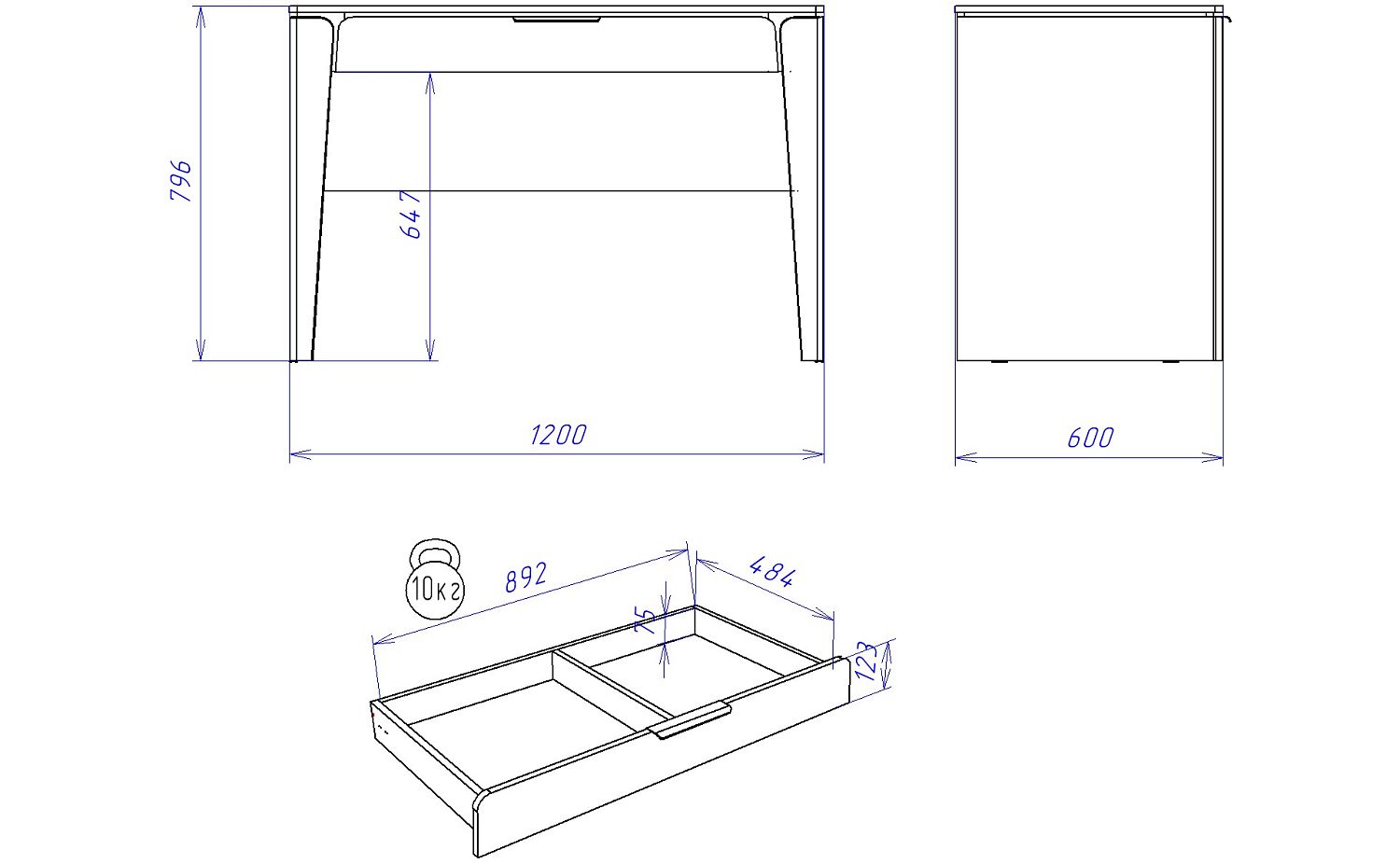 Стол письменный, Юта (1200*600*796) Дуб Мария, 31702