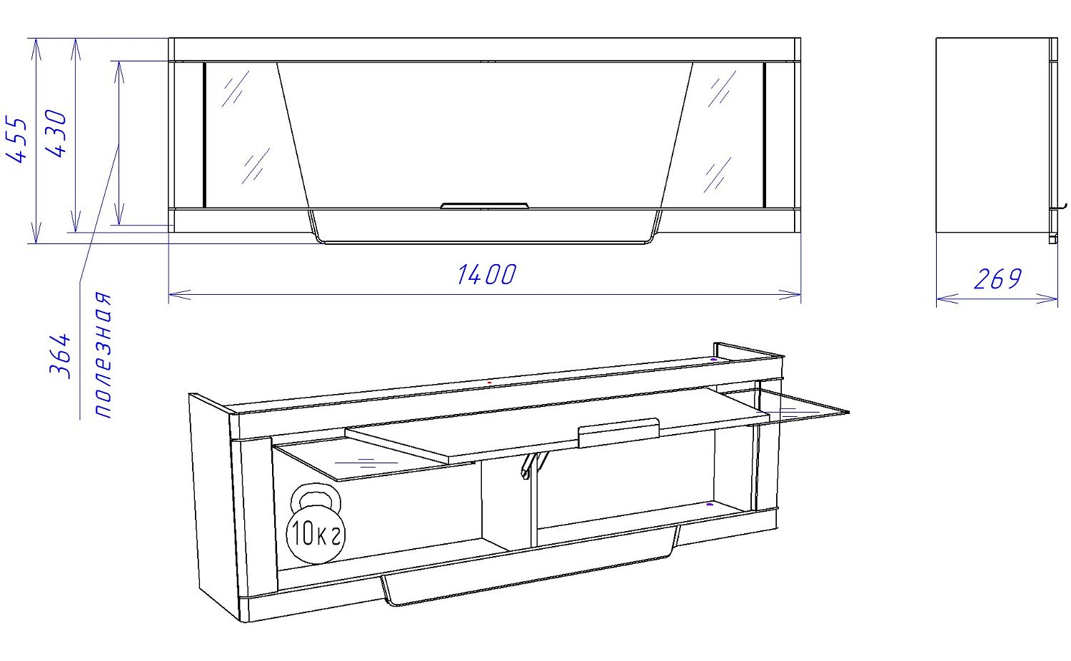 Шкаф-полка  навесной, Юта (1400*269*455) Дуб Мария, 31711