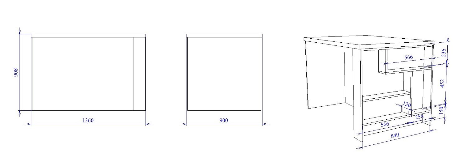 Остров 1200 с полкой и столешницей, Женева, Серый Каспий 3087