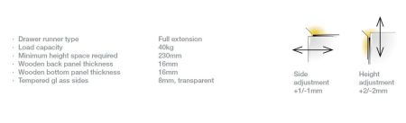 Выдвижной ящик со стеклянными стенками Titus Tekform slimline DW182 500 мм, стекло, антрацит арт. 655-7X50-187-00, 655-7X50-187-00