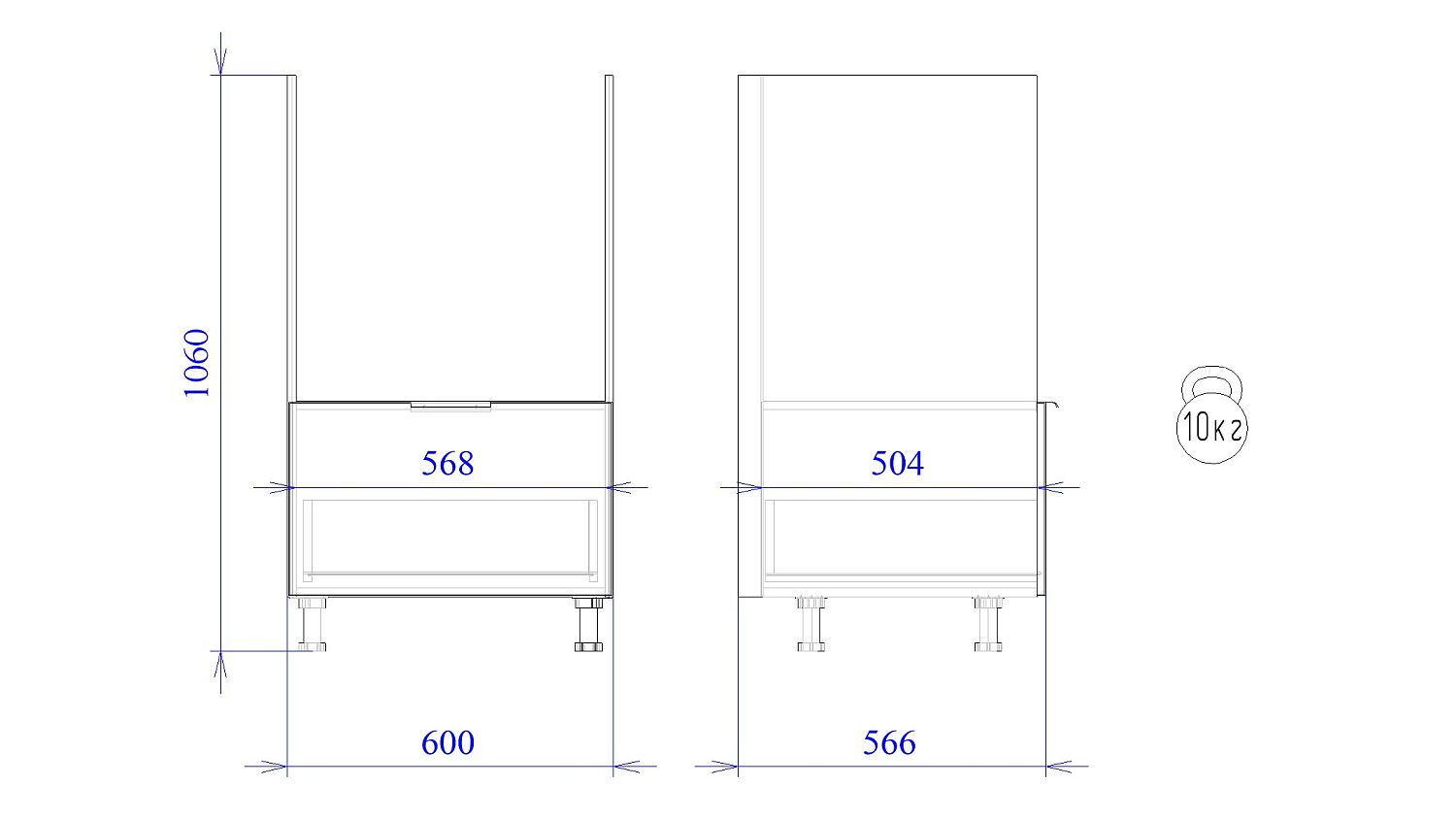Стол под духовой шкаф 960 СД-60, Монза (600*566*1060) Экокожа Бежевый, 23126