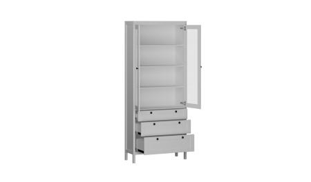 Пенал со стеклом, Фрея (880*340*2104) Белый, 31903