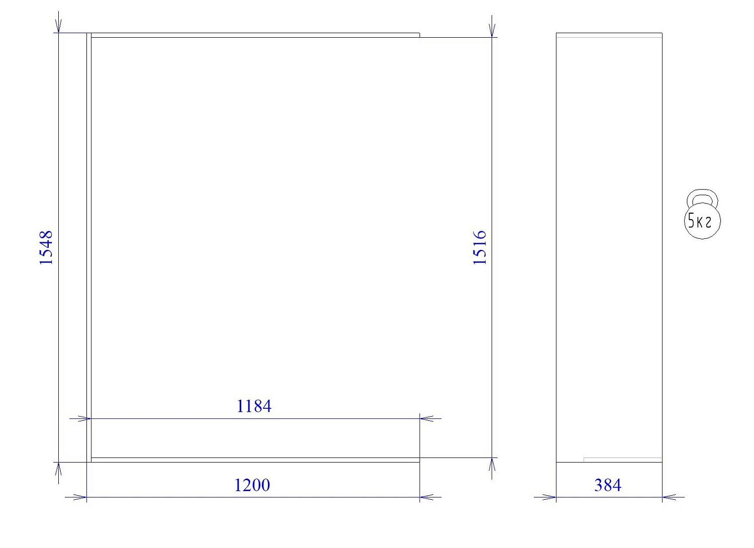 Пенал-надстройка угловой ПУ-1216 (960), Корпус кухни (1216*384*1548) Белый, 21394