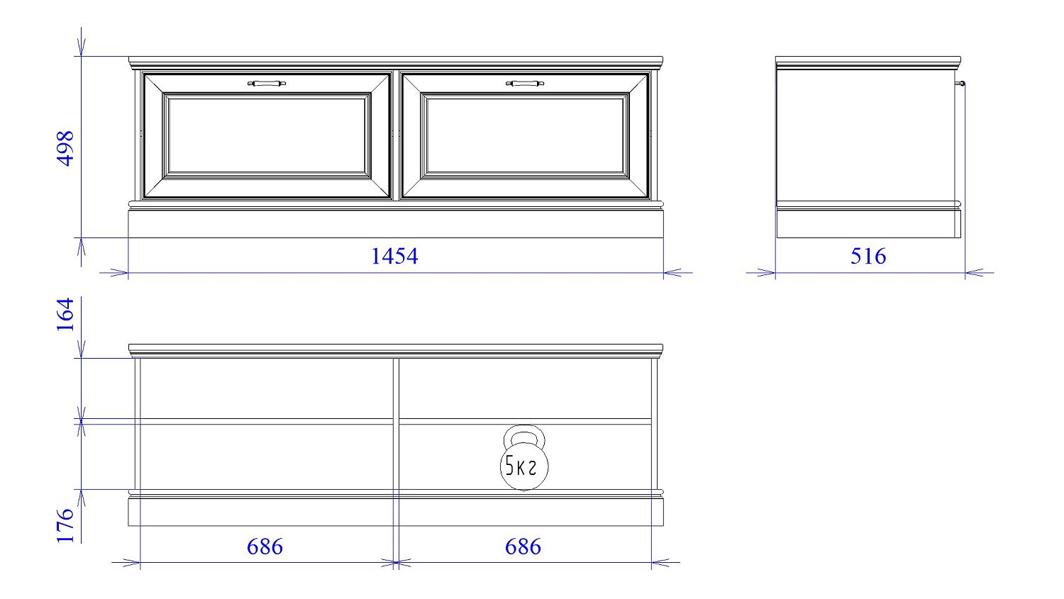 Тумба под TВ, Сиена (1454*516*498) Береза бежевая, 31805
