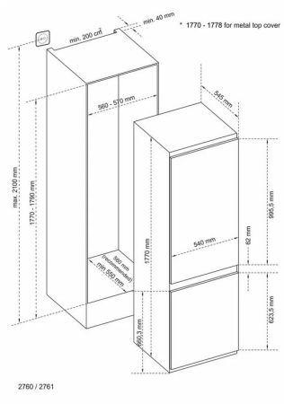 Холодильник VESTEL RFB 243 DF (540*545*1770), 18002315