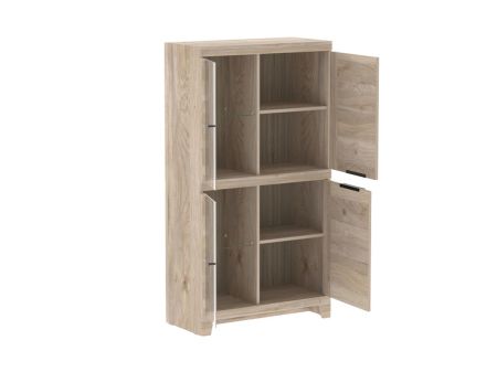 Пенал низкий со стеклом, Юта (802*373*1476) Дуб Мария, 31707