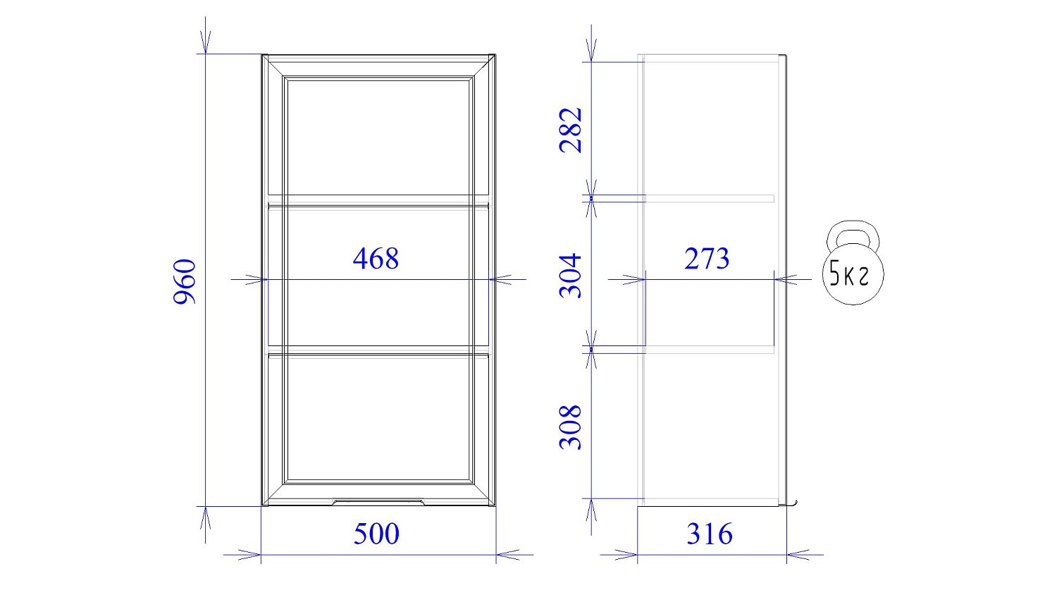 Шкаф 960 ШСТ-50, Ватель (500*316*960) Черный, 23368