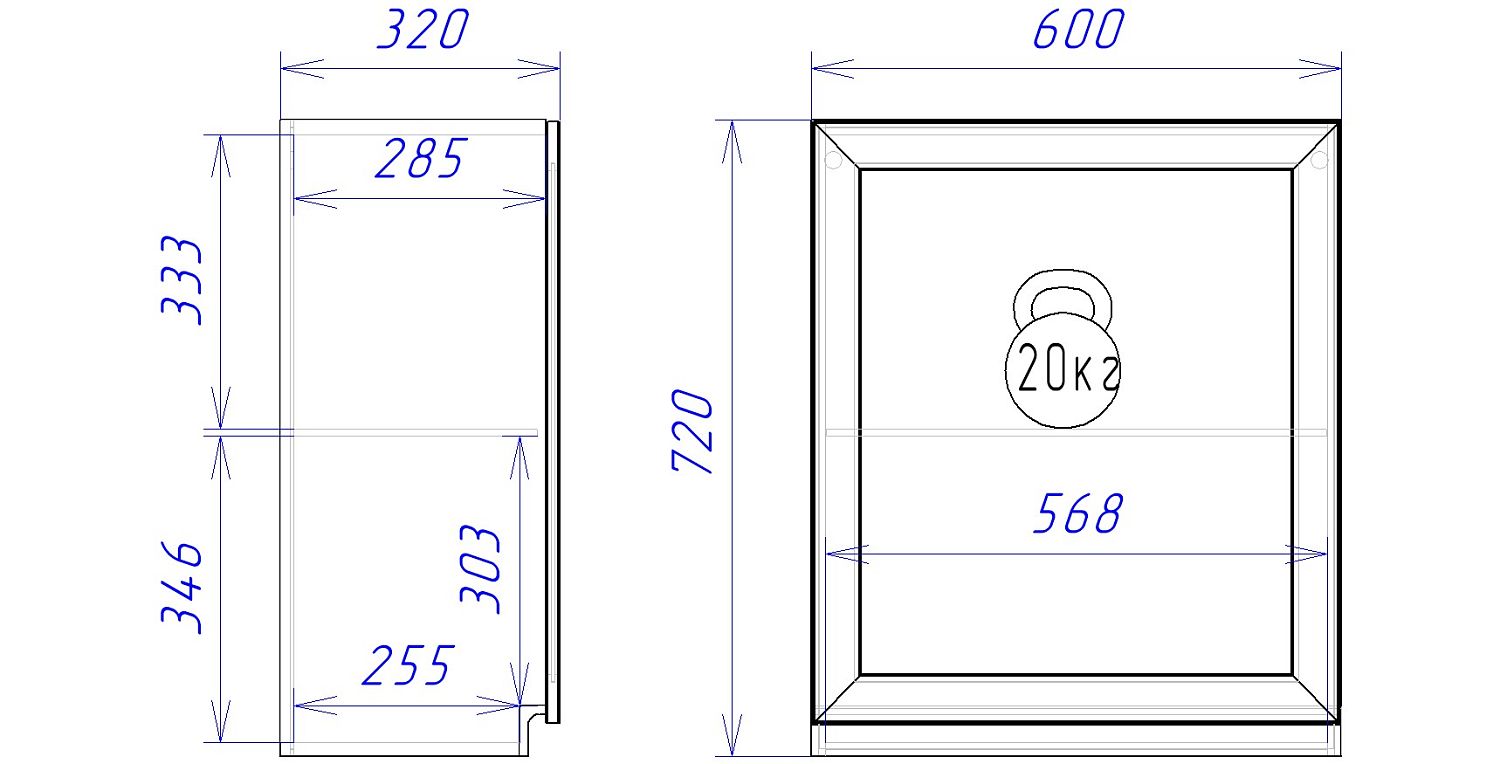 Шкаф со стеклом ШСТ-60, Сити (600*320*720) Дуб Галифакс натуральный, 20828