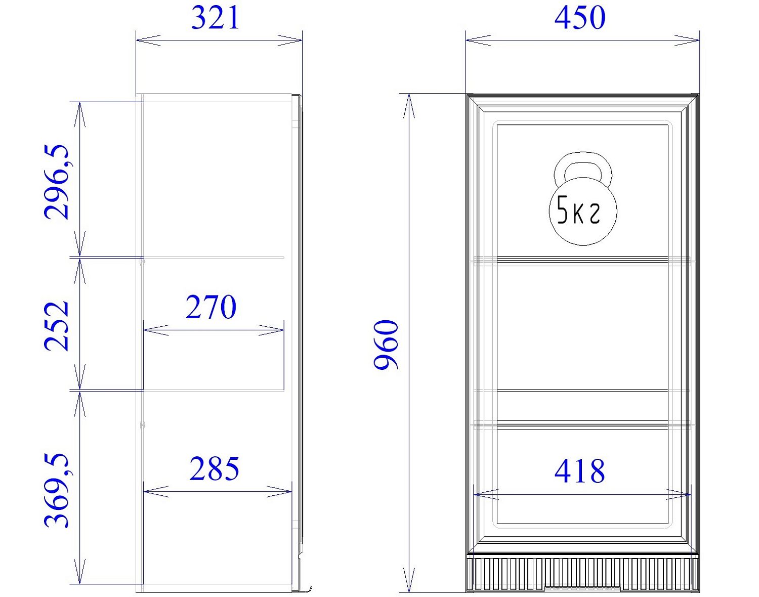 Шкаф 960 ШСТ-45, Берта (450*321*960) Светлый Мокко, 22960