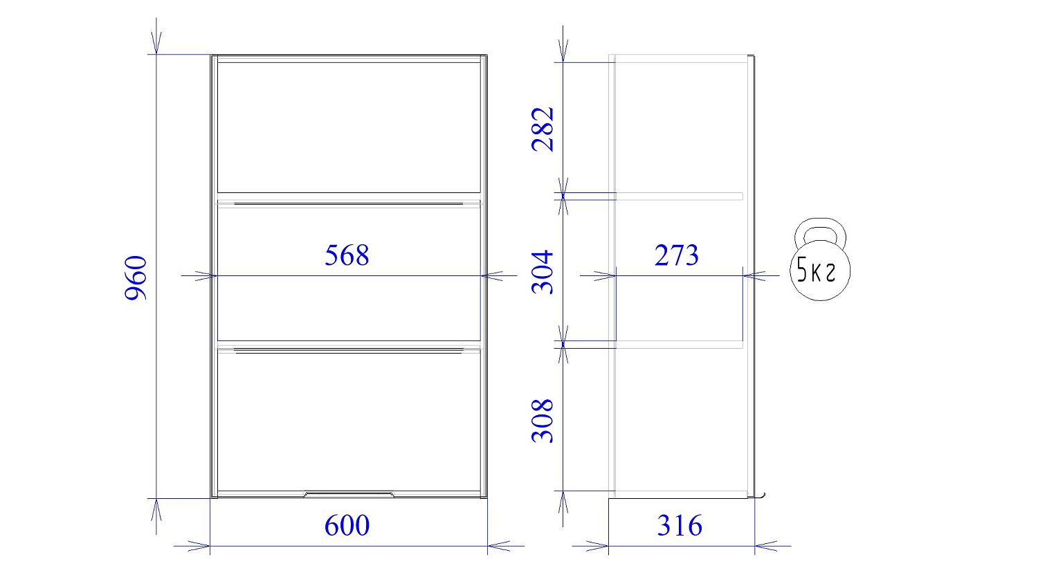 Шкаф 960 ШГ-60, Ватель (600*316*960) Дуб рейка шоколад, 23361
