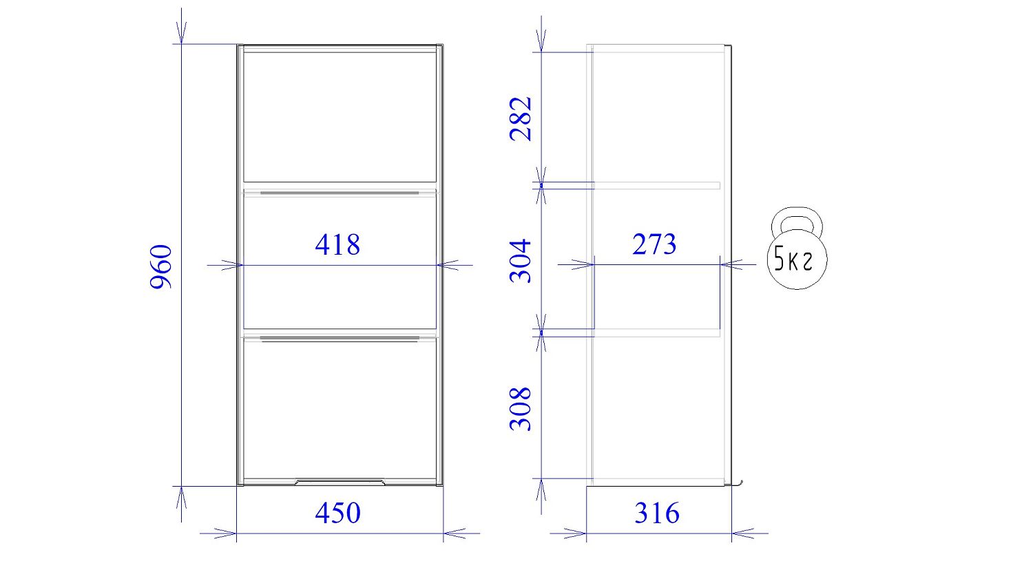 Шкаф 960 ШГ-45, Ватель (450*316*960) Дуб рейка шоколад, 23359