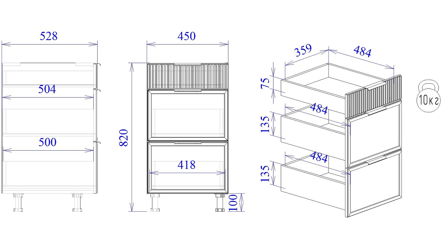 Стол с ящиками СЯ-45 (140/284), Берта (450*528*820) Светлый Мокко, 22925