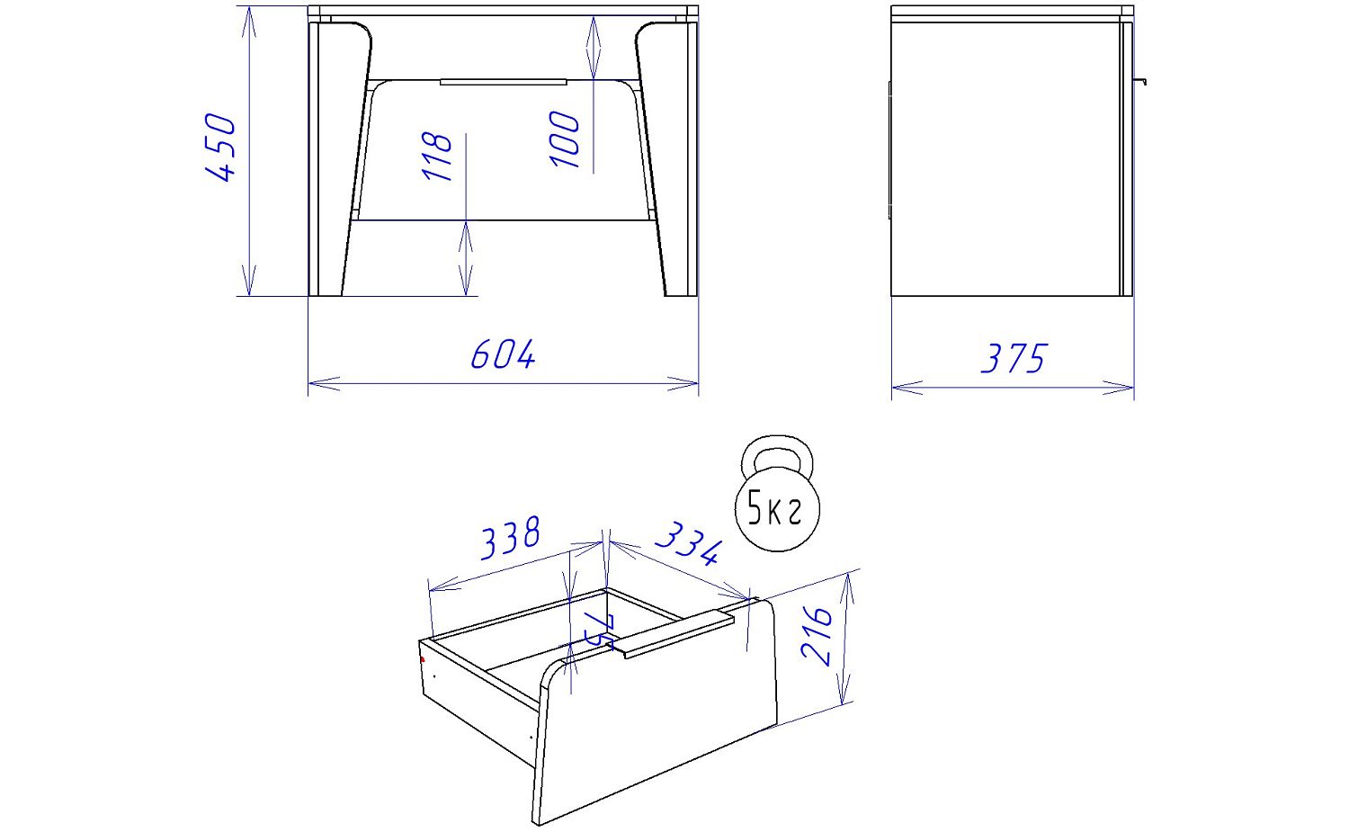Тумба прикроватная, Юта (604*373*450) Дуб Мария, 12210