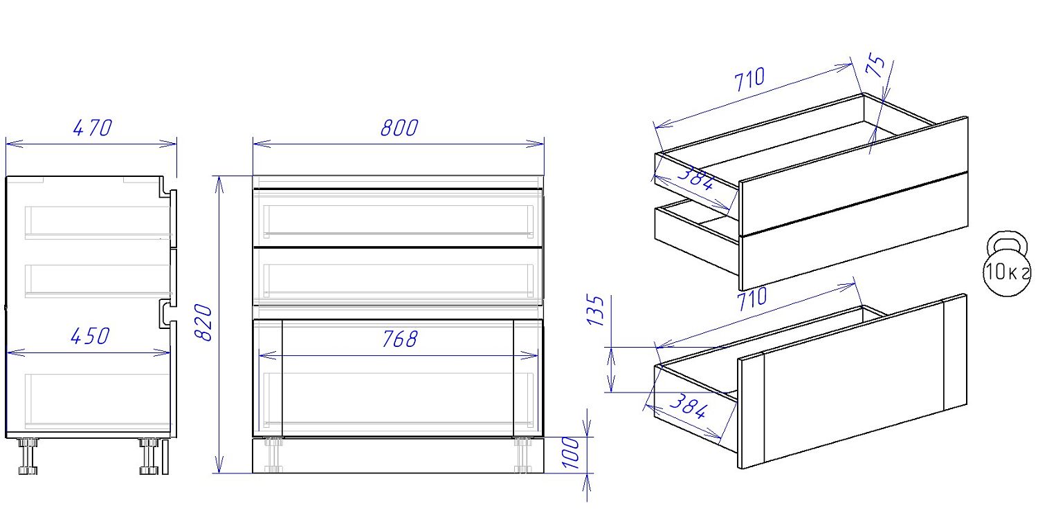 Стол с ящиками СЯ-80 NEW, Сити (800*470*820) Дуб Галифакс натуральный, 20848