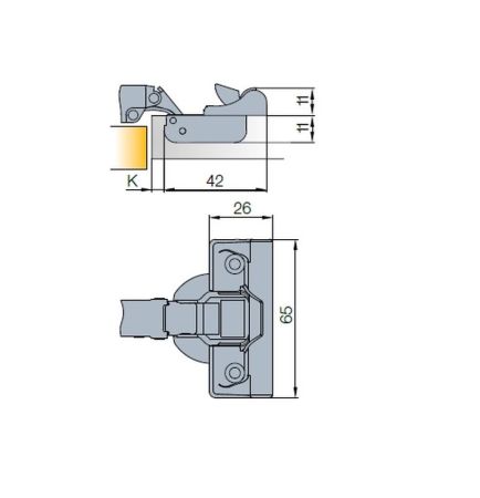 Петля мебельная Titus S-Type i3 угловая (45гр) 110/48/18 мм. арт.242-0H17-650-00, 242-0H17-650-00