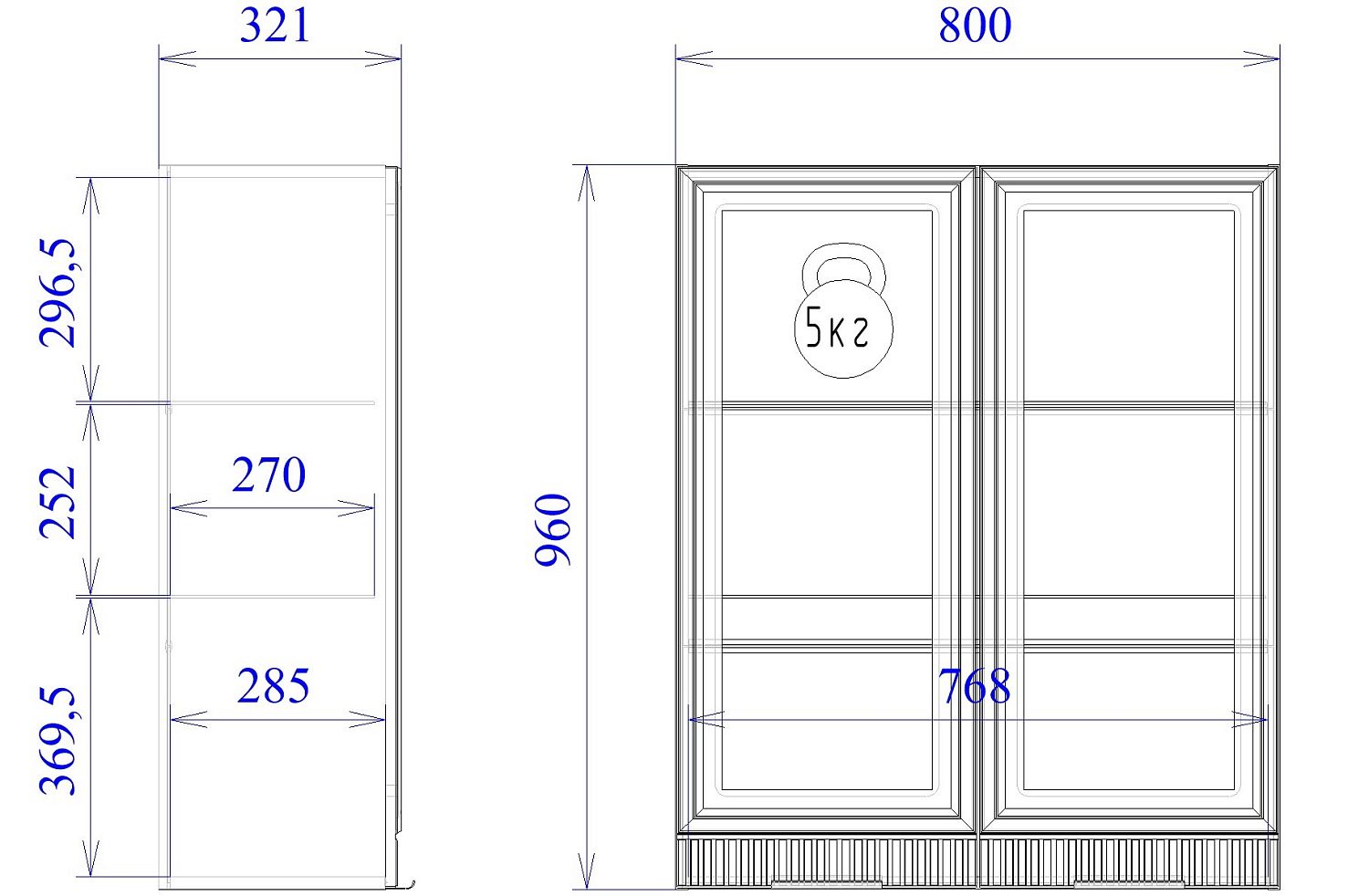Шкаф 960 ШСТ-80, Берта (800*321*960) Светлый Мокко, 22963