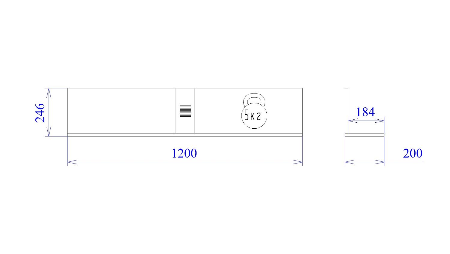 Полка М-6 навесная, Мале (1200*200*246) Дуб галифакс белый, 31205