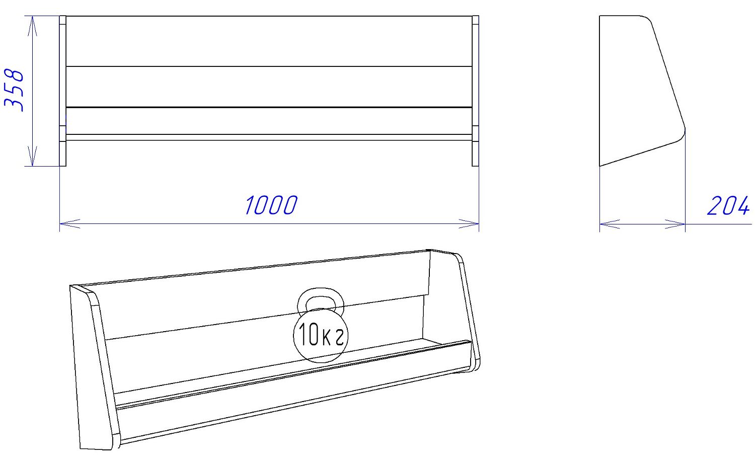Полка навесная, Юта (1000*204*359) Дуб Мария, 31710
