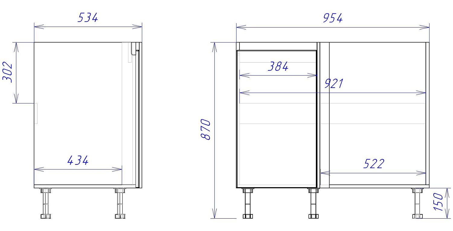 Стол под мойку угловой СМУ-100 левый, Женева (954*534*870) Дуб Палермо/Серый камень , 22029