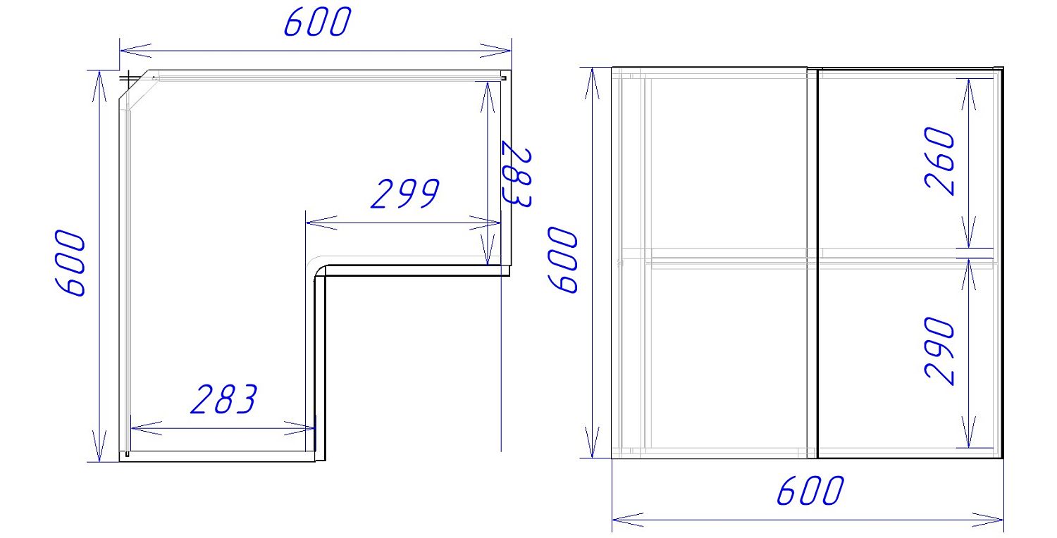 Шкаф угловой ШУГ-60к, Женева (600*600*600) Дуб Палермо, 21943