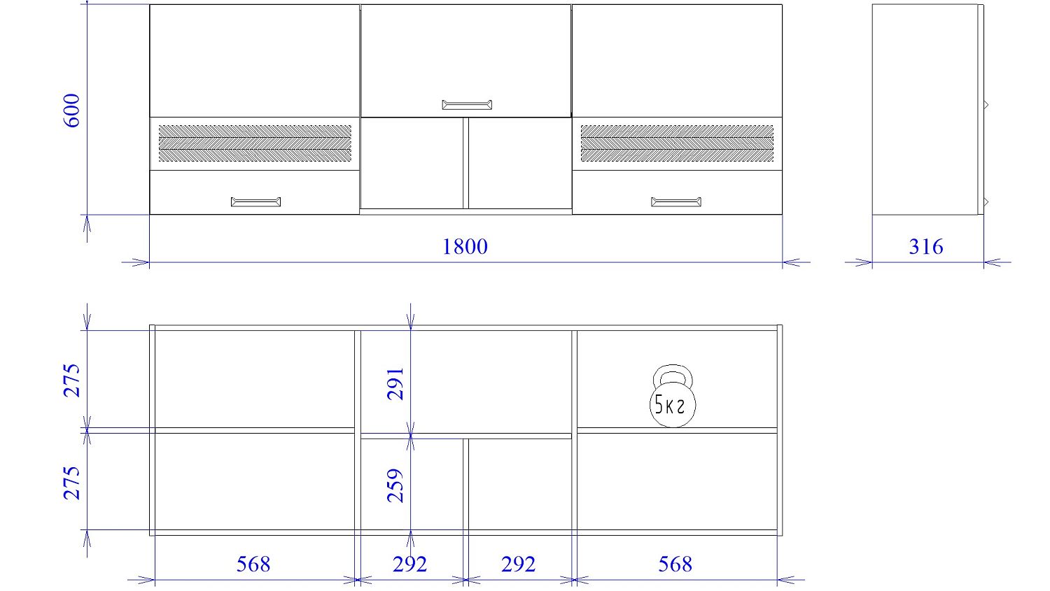Шкаф ШСТ-180 NEW, Смарт (1800*316*600) Серый, 22622