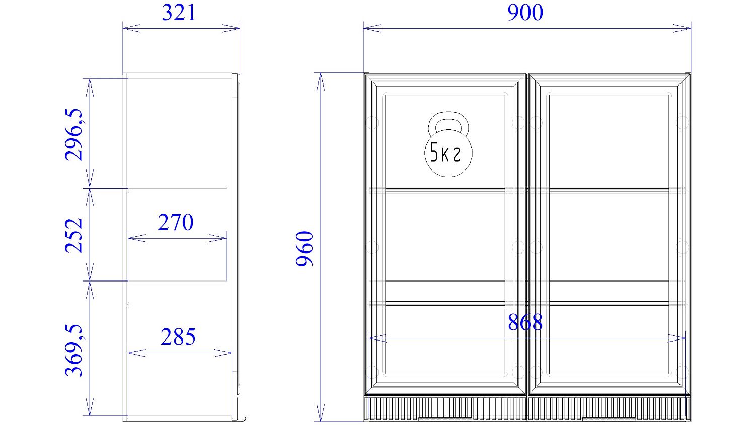 Шкаф 960 ШСТ-90, Берта (900*321*960) Светлый Мокко, 22964