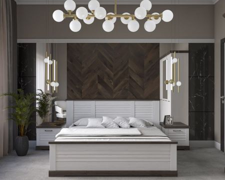 Кровать 1600, Кантри (1880*2095*1008) Сосна Андрерсен/Орех Риббек темный, 11404