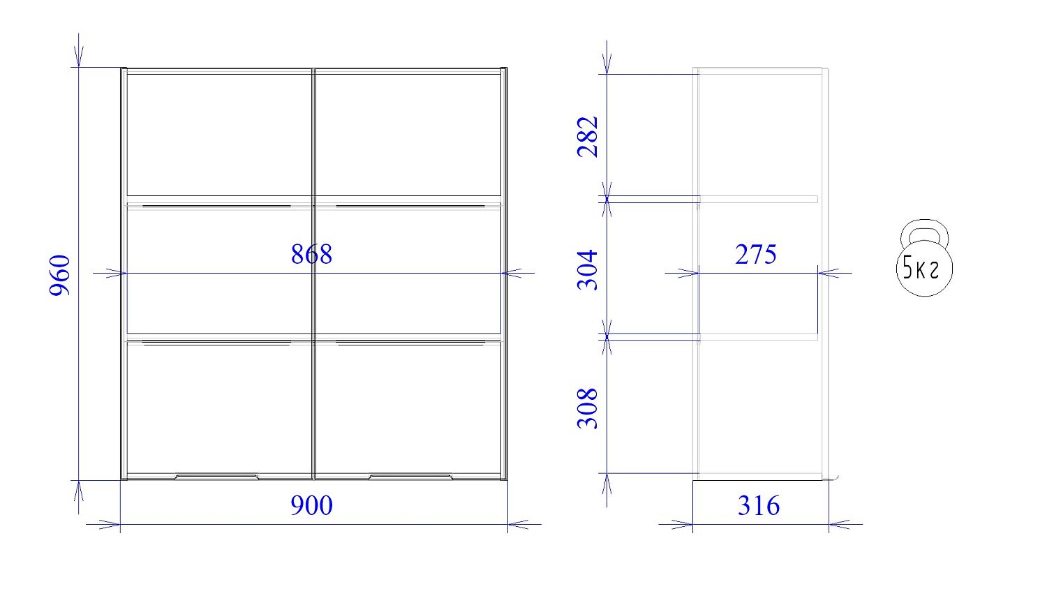 Шкаф 960 2-х дверный ШГ-90, Ватель (900*316*960) Дуб рейка шоколад, 23364